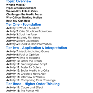 Media In Crisis Situations Worksheet Activity Booklet