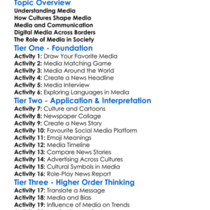 Media In Different Cultures Worksheet Activity Booklet