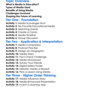 Media In Education Worksheet Activity Booklet