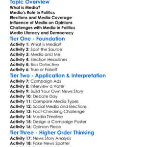 Media In Politics And Elections Worksheet Activity Booklet