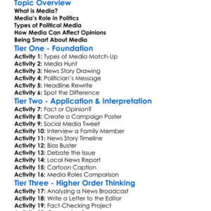 Media In Politics Worksheet Activity Booklet
