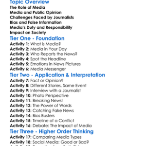 Media In Times Of Conflict Worksheet Activity Booklet