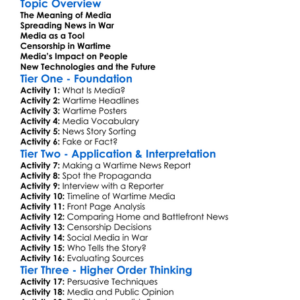 Media In Wartime Worksheet Activity Booklet