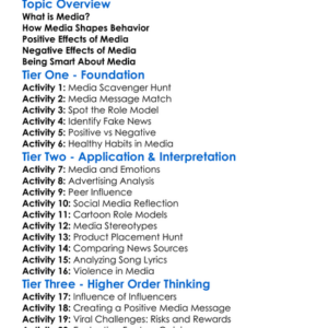 Media Influence On Behavior Worksheet Activity Booklet