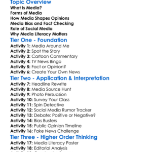 Media Influence On Public Opinion Worksheet Activity Booklet