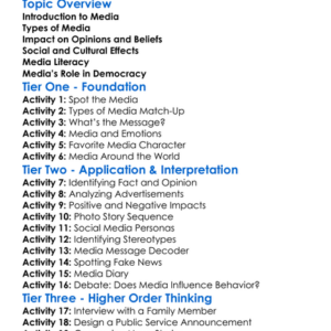 Media Influence On Society Worksheet Activity Booklet