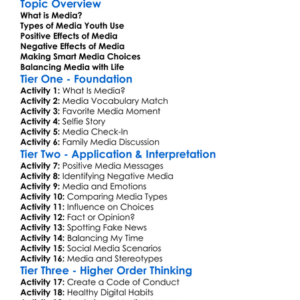 Media Influence On Youth Worksheet Activity Booklet