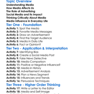 Media Influence Worksheet Activity Booklet