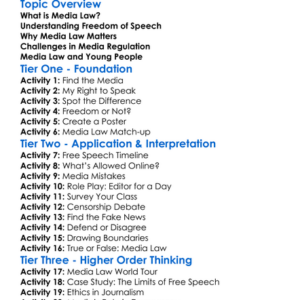 Media Law And Freedom Of Speech Worksheet Activity Booklet