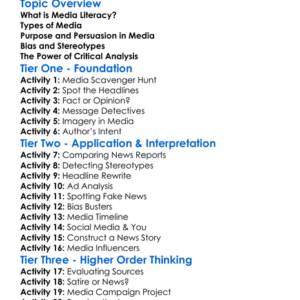 Media Literacy And Analysis Worksheet Activity Booklet