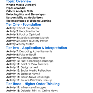 Media Literacy And Critical Analysis Worksheet Activity Booklet