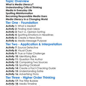 Media Literacy And Critical Thinking Worksheet Activity Booklet
