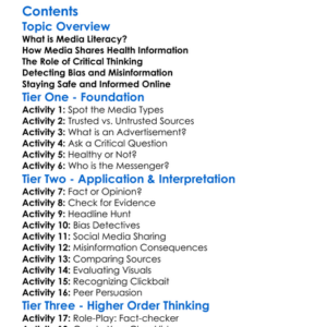 Media Literacy And Health Information Worksheet Activity Booklet