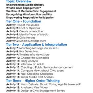 Media Literacy In Civic Engagement Worksheet Activity Booklet