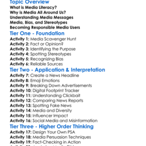 Media Literacy In Daily Life Worksheet Activity Booklet
