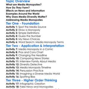 Media Monopolies Worksheet Activity Booklet