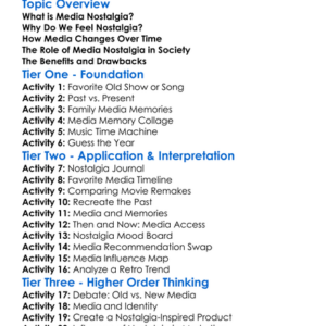 Media Nostalgia Worksheet Activity Booklet