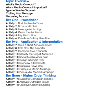 Media Outreach Strategies Worksheet Activity Booklet