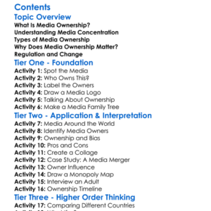 Media Ownership And Concentration Worksheet Activity Booklet