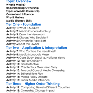 Media Ownership And Control Worksheet Activity Booklet
