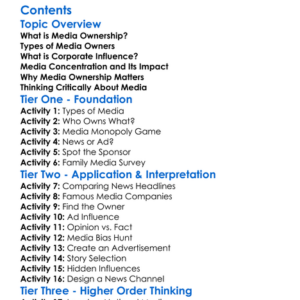 Media Ownership And Corporate Influence Worksheet Activity Booklet