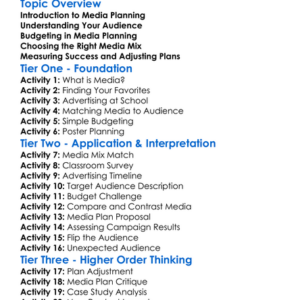 Media Planning And Budgeting Worksheet Activity Booklet