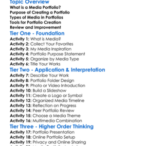 Media Portfolio Development Worksheet Activity Booklet