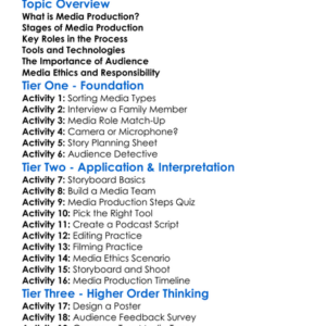 Media Production Process Worksheet Activity Booklet