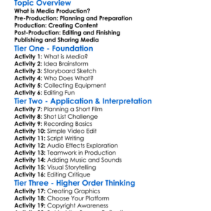 Media Production Workflow Worksheet Activity Booklet