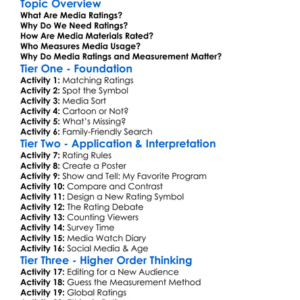 Media Ratings And Measurement Worksheet Activity Booklet