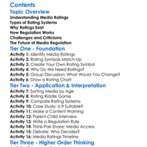 Media Ratings And Regulation Systems Worksheet Activity Booklet