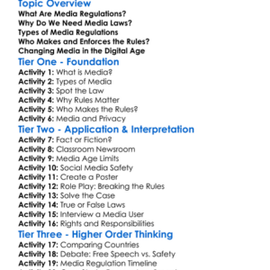 Media Regulations And Laws Worksheet Activity Booklet