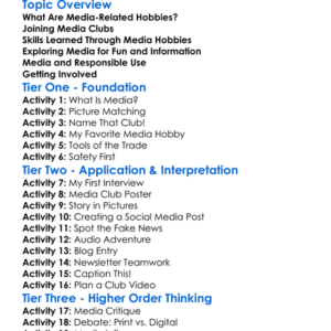 Media-Related Hobbies And Clubs Worksheet Activity Booklet