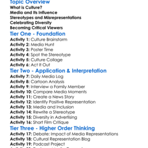 Media Representations Of Culture Worksheet Activity Booklet