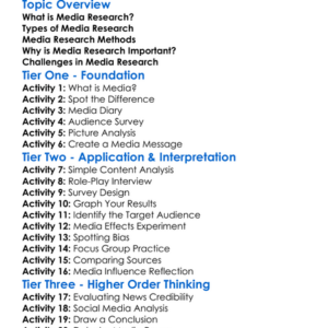 Media Research Methods Worksheet Activity Booklet