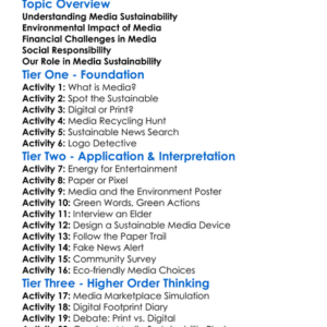 Media Sustainability Worksheet Activity Booklet