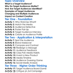 Media Target Audiences Worksheet Activity Booklet