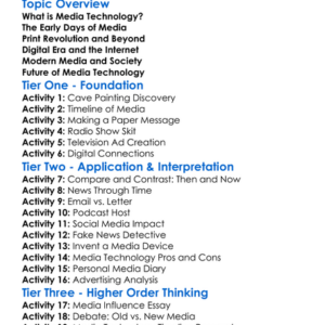 Media Technology Evolution Worksheet Activity Booklet