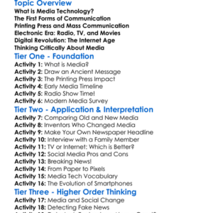 Media Technology History Worksheet Activity Booklet