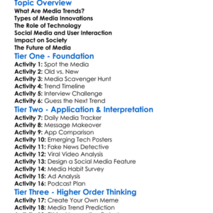 Media Trends And Innovation Worksheet Activity Booklet