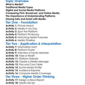 Media Types And Platforms Worksheet Activity Booklet