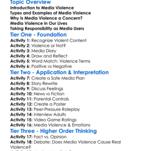 Media Violence Worksheet Activity Booklet