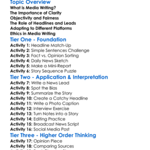 Media Writing Worksheet Activity Booklet