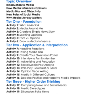 Medias Role In Shaping Opinions Worksheet Activity Booklet