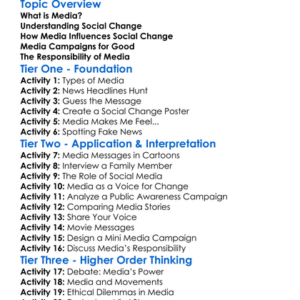 Medias Role In Social Change Worksheet Activity Booklet