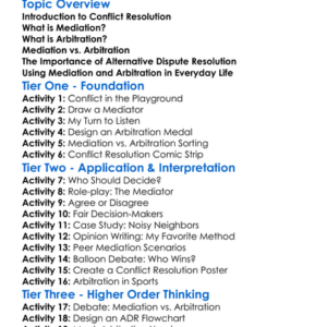 Mediation And Arbitration Worksheet Activity Booklet
