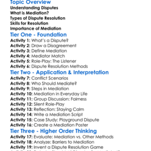 Mediation And Dispute Resolution Worksheet Activity Booklet