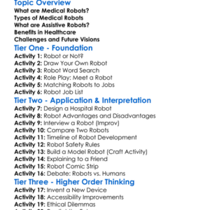 Medical And Assistive Robots Worksheet Activity Booklet