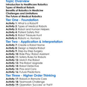 Medical And Healthcare Robotics Worksheet Activity Booklet