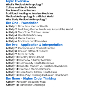 Medical Anthropology Worksheet Activity Booklet